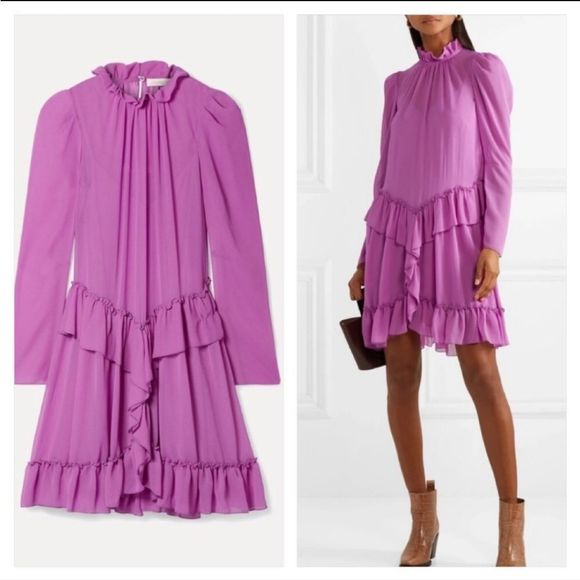 See By Chloe Dresses & Skirts - NWT SEE BY CHLOÉ RUFFLED GEORGETTE MINI DRESS SIZE XS (2, FR 34)